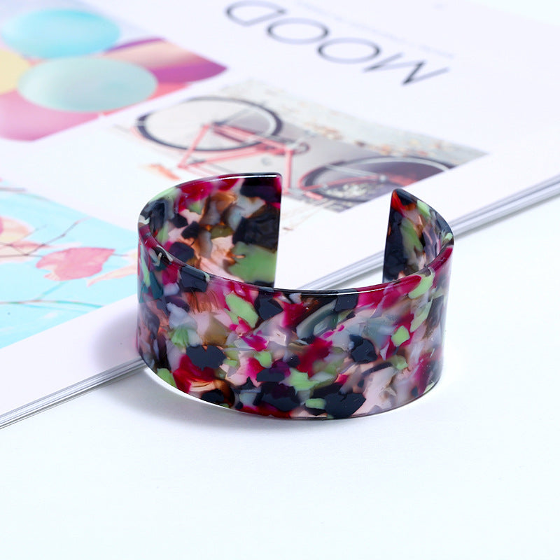 Wholesale Acetate sheet leopard print open acrylic bracelet